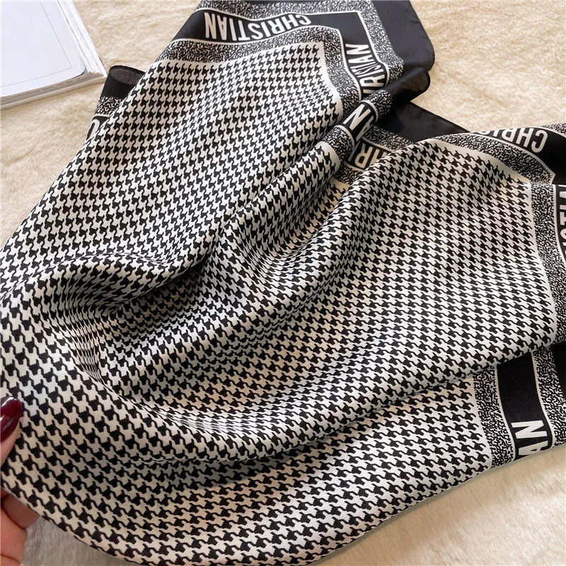 Print 70cm Silk Satin Headkerchief Women Luxury Design Neck Tie Scarf Female Hair Hand Wrist Foulard Shawl Hijab Bandana