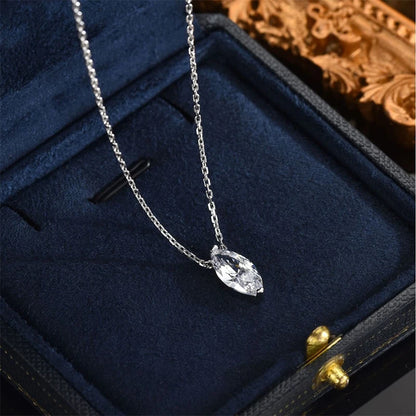 OXTAO Moissanite Solitaire Pendant Necklace 5x10mm Marquise Cut for Women 14K Gold Filled Luxury Chain Necklace Wedding Jewelry
