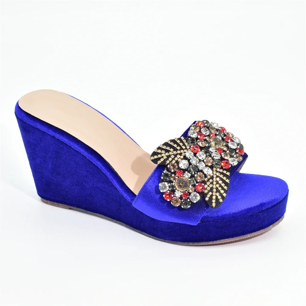 Italian Designers Luxury Round Toe Bright Diamond Elegant Summer Party Women's Platfrom High Heels Shoes Wedding Shoes Bride