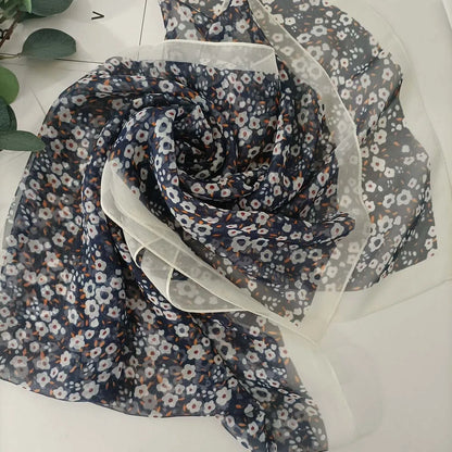 Small Flower Full of Stars Print Women Elegant Chiffon Georgette Bandana Scarf Summer Beach Sunscreen Thin Hijab Shawl