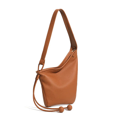 Women's Genuine Grade Cow Leather Handbags Luxury Designer Ladeis Shoulder Crossbody Bucket Bags for Woman Cowhide Underarm Bag
