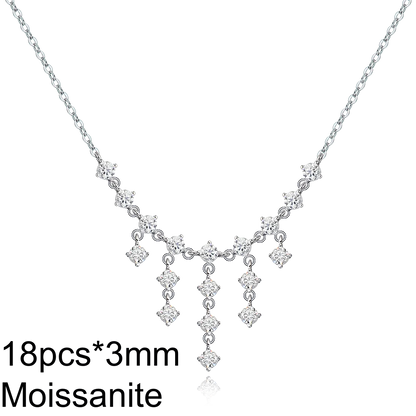 Onnelik Full D Moissanite Round Tassel Pendant Necklace S925 Sterling Silver Sparkling Wedding Party Fine Jewelry Gift for Women