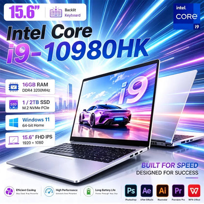 15.6 Inch Laptop Intel Core I9 10980HK Windows 11 Pro 32GB DDR4 M.2 2TB SSD Ultrabook Computer Fingerprint Unlock WIFI Fast