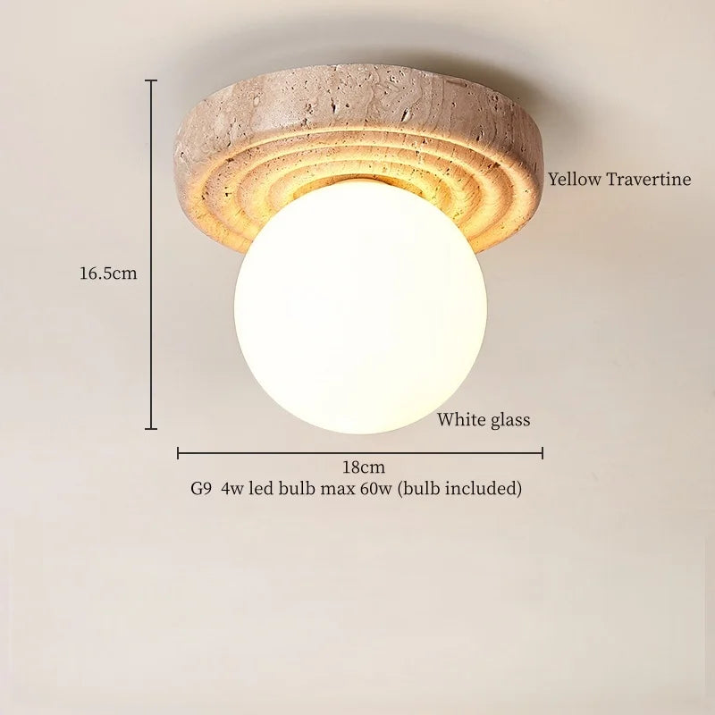 IWHD Japan Wabi Sabi LED Ceiling Lights Bedroom Bathroom Corridor Home Lighting Yellow travertine Ceiling Lamp Lampy Sufitowe