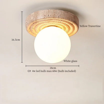 IWHD Japan Wabi Sabi LED Ceiling Lights Bedroom Bathroom Corridor Home Lighting Yellow travertine Ceiling Lamp Lampy Sufitowe