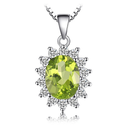 JewelryPalace Princess Diana Created Blue Sapphire Ruby Simulated Emerald 925 Sterling Silver Pendant Necklace for WomenNo Chain