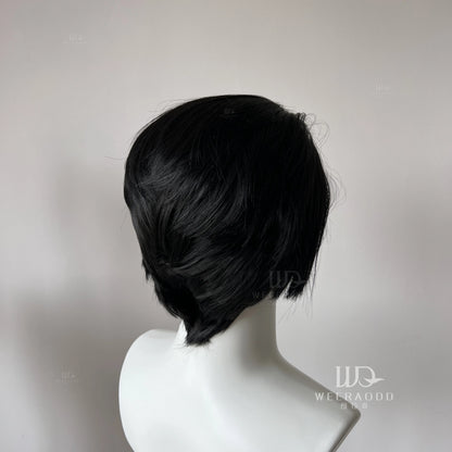 Black Lace Front Wig for Men Frontal Lace Heat Resistant Fiber with High Quality Synthetic Wig in 8inch Cosplay Use
