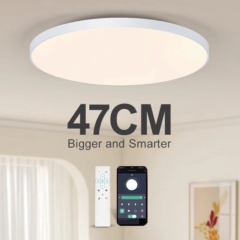 MARPOU Smart Ceiling Lamp LED Lamp for Bedroom Large Ceiling Lamps LED Lights with Remote Control Dimmable LED Lights for Room
