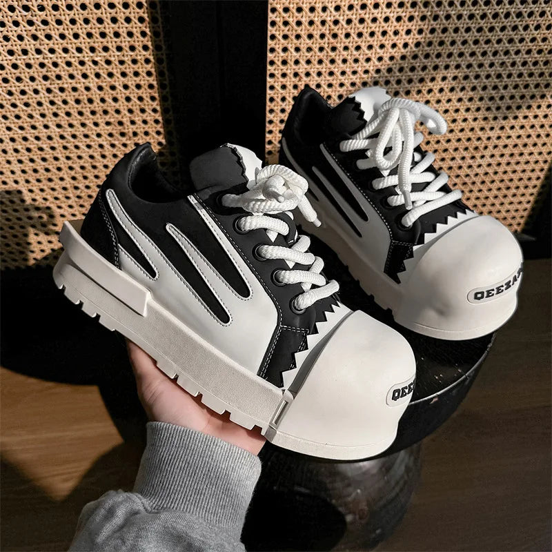 Women Men Sneakers Low-top Big-head Canvas Thick-soled Heightening Versatile Unisex Leisure Trendy Shoes Men Chunky Trainers