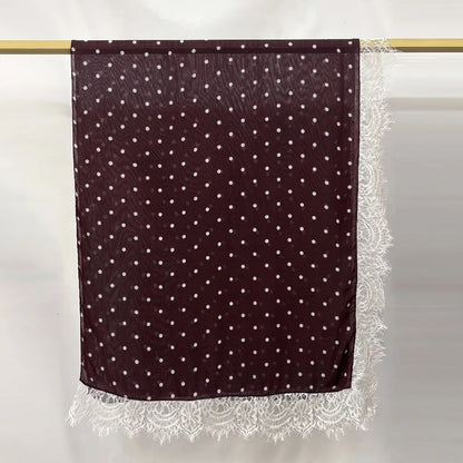 New Lace Modal Hijab Double Sided Polka Dot Print Hijabs for Women Muslim Fashion Turban Head Scarf Headwraps for Women Ramadan