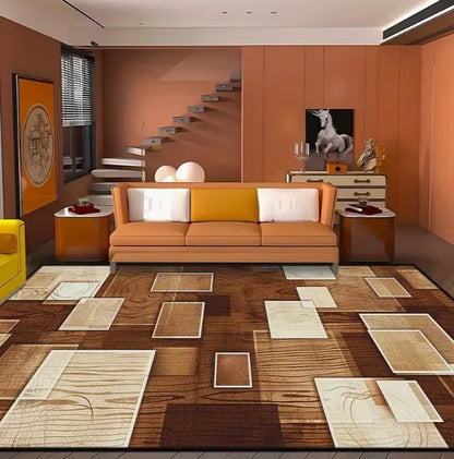 Black Geometric Large Carpet Light Luxury European and Carpet Home Sofa Tea Table Mat Indoor Outdoor Carpet Floor Mat Decoration