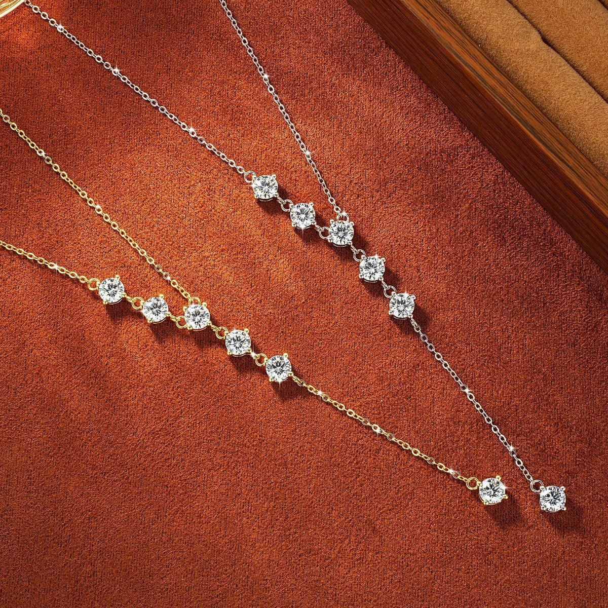 Celestinova D Color VVS1 GRA Certified Necklaces Multi Stone Y Shape Lariat Tassel Sparkling Moissanite Necklace Luxury Jewelry
