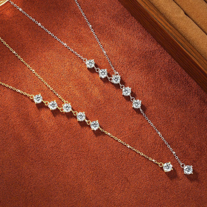 Celestinova D Color VVS1 GRA Certified Necklaces Multi Stone Y Shape Lariat Tassel Sparkling Moissanite Necklace Luxury Jewelry