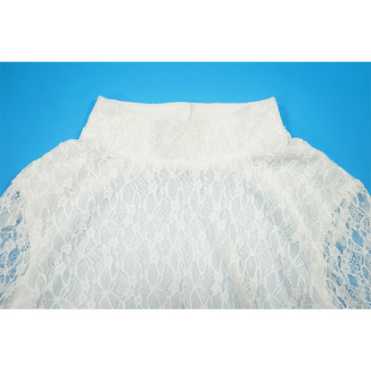 FAGADOER Sexy Lace Ruffle Patchwork Bodycon Romper Woman See Through Long Sleeves One Piece Jumpsuits Female Nightclub Overalls