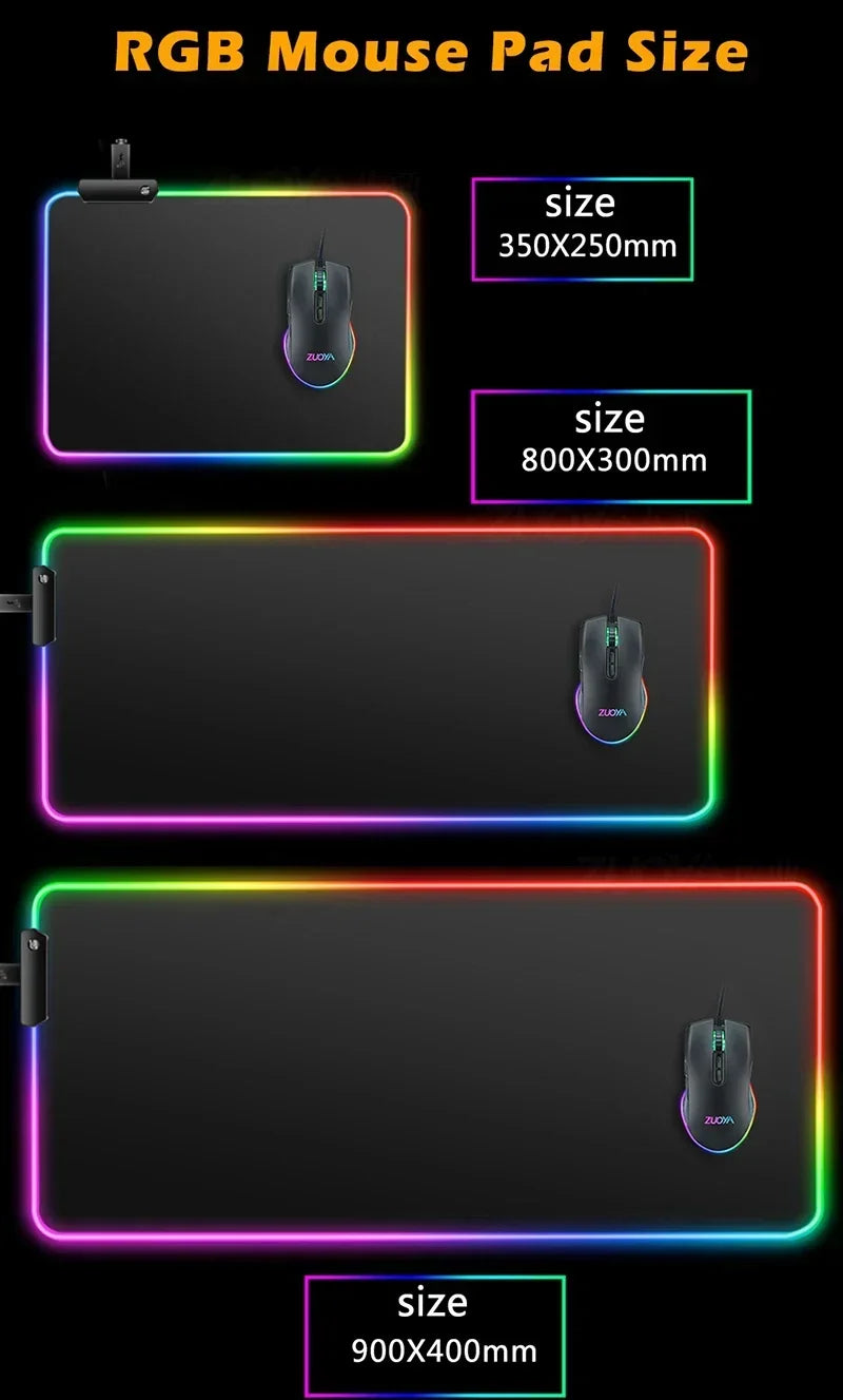 RGB Gaming Mousepad Space Mouse Mats LED Large Gamer Mousepads Keyboard Pads Luminous Desk Mat Final Fantasy Mouse Pad Backlit