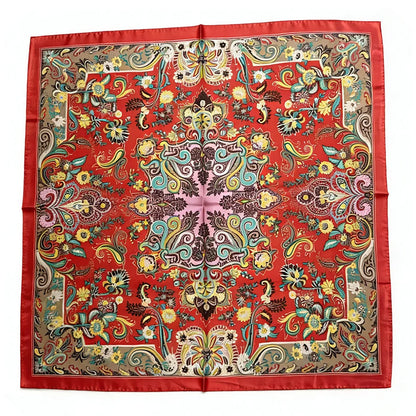 90cm Square Silk Scarf Women Luxury Brand Satin Print Hijab Scarves Muslim Pareo Bandana Female Shawl Wrap Headband Foulard New