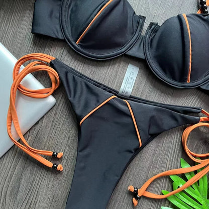 RUOTONGSEPT New Sexy Push up Bikini Set Swimsuit Women's low-waist Swimwear For Female Two Piece Beachwear 2023 Bathing Suit