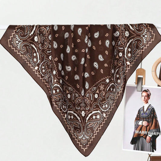 Paisley Printed Square Scarf For Women Elegant Imitation Silk Scarves Bandanas Retro Hijab Neckerchief Luxury Shawl Wraps