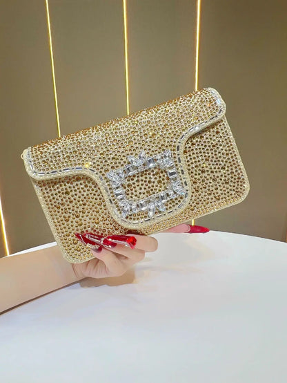 New Ladies Luxury Crystals Evening Bags Sparkling Diamond Dinner Party Dress Bags Metal Chain Wedding Clutch Purses and Handbags