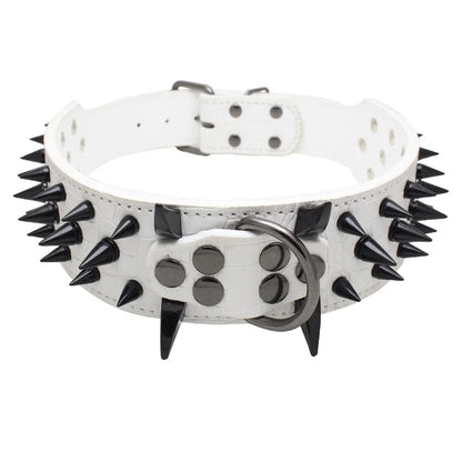 5CM Wide Spiked Studded Dog Collar Anti-Bite PU Leather Pet Collar for Large Dogs Pitbull Mastiff Pet Supplies Accessories