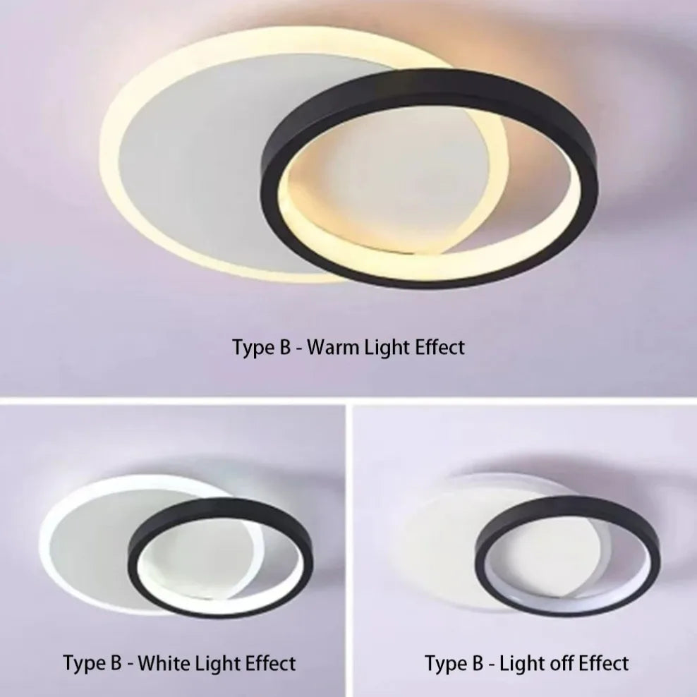 Modern 3 Color Temperature LED Ceiling Lamp Baked Enamel Many Styles Hallway Lamps Balcony Lights Bedroom Living Room 90V-260V