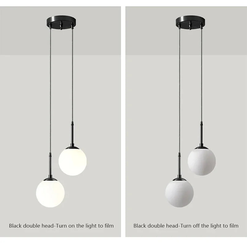 LED Glass Ball Pendant Lamp Nordic Chandelier Lights Home Indoor Dining Room Restaurant Bar Table Decor Hanging Suspension Lamp