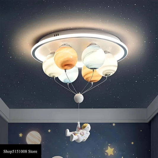 Modern Nordic Stylish Astronaut Planet Sky Led Ceiling Lights Art Creative Lamp for Chidren's Bedroom Home Decoration Chandelier