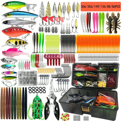 366/149/136/88/86pcs Trout/Perch/Bass Multi-Bait Fishing Tackle Set, Multi-Layer Fishing Gear Professional Equipment Tackle Box, Suitable For All Water Layers, Can Be Used In Freshwater And Saltwater.