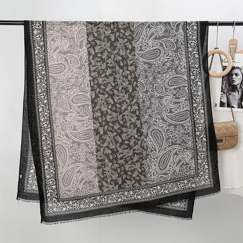 New Paisley Cotton Pashmina Shawl Lady Wrap Warm Winter Scarves Autumn Design Print Female Foulard Beach Stoles Luxury Scarf