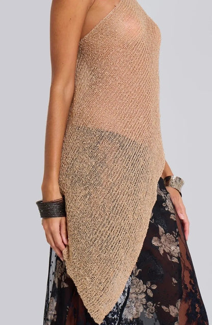 Casual Drop Shoulder Crochet Poncho Sweater Sheer Multi-wear Halter Shawl Irregular Knitted Cover-ups Vacation Outfits