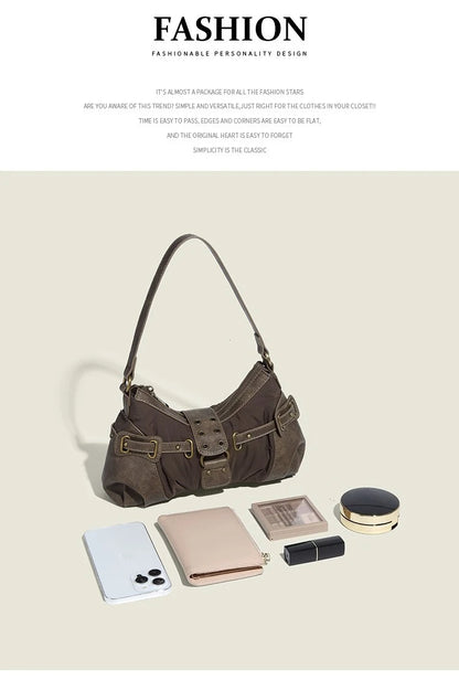 England Style Bags For Women Luxury Designer Handbags And Purses New In Polyester Vintage Rivet Small Underarm Shoulder Bag