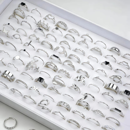 12/24/36/48/100Pieces Fashion Hollow Rings Set For Women Mix Style Trendy Butterfly Flowers Snake Daily Jewelry Party Gifts