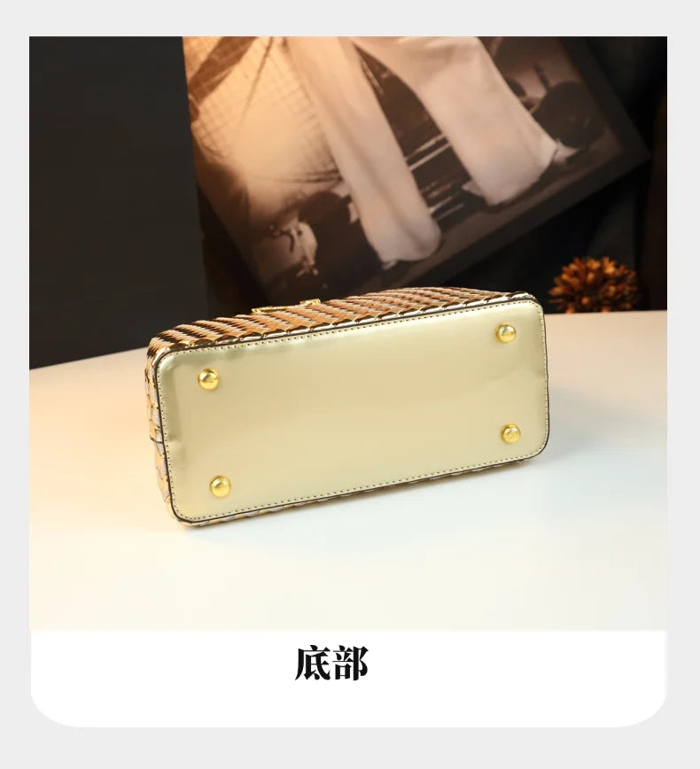 Genuine Leather Woven Handbag For Women 2026 New Light Luxury Women's Shoulder Bag Fashion Commuter Messenger Bag Versatile