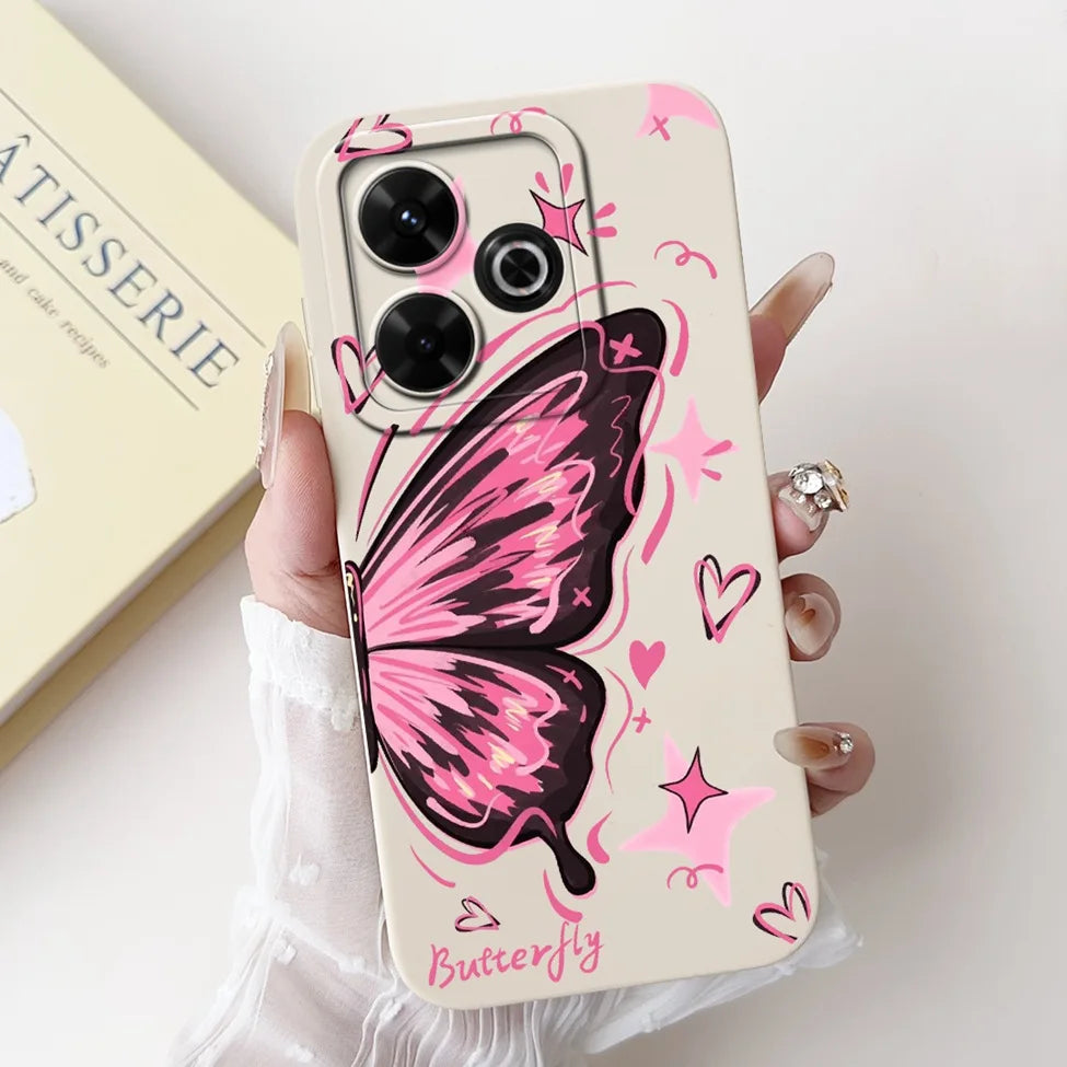 Casing For Redmi 13 Case 13 5G Cute Cat Fashion Luxury Flowers Silicone Shockproof Back Cover For Redmi 13 5G Phone Case Bumper