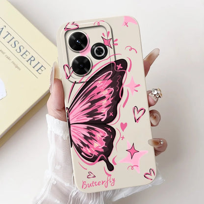 Casing For Redmi 13 Case 13 5G Cute Cat Fashion Luxury Flowers Silicone Shockproof Back Cover For Redmi 13 5G Phone Case Bumper