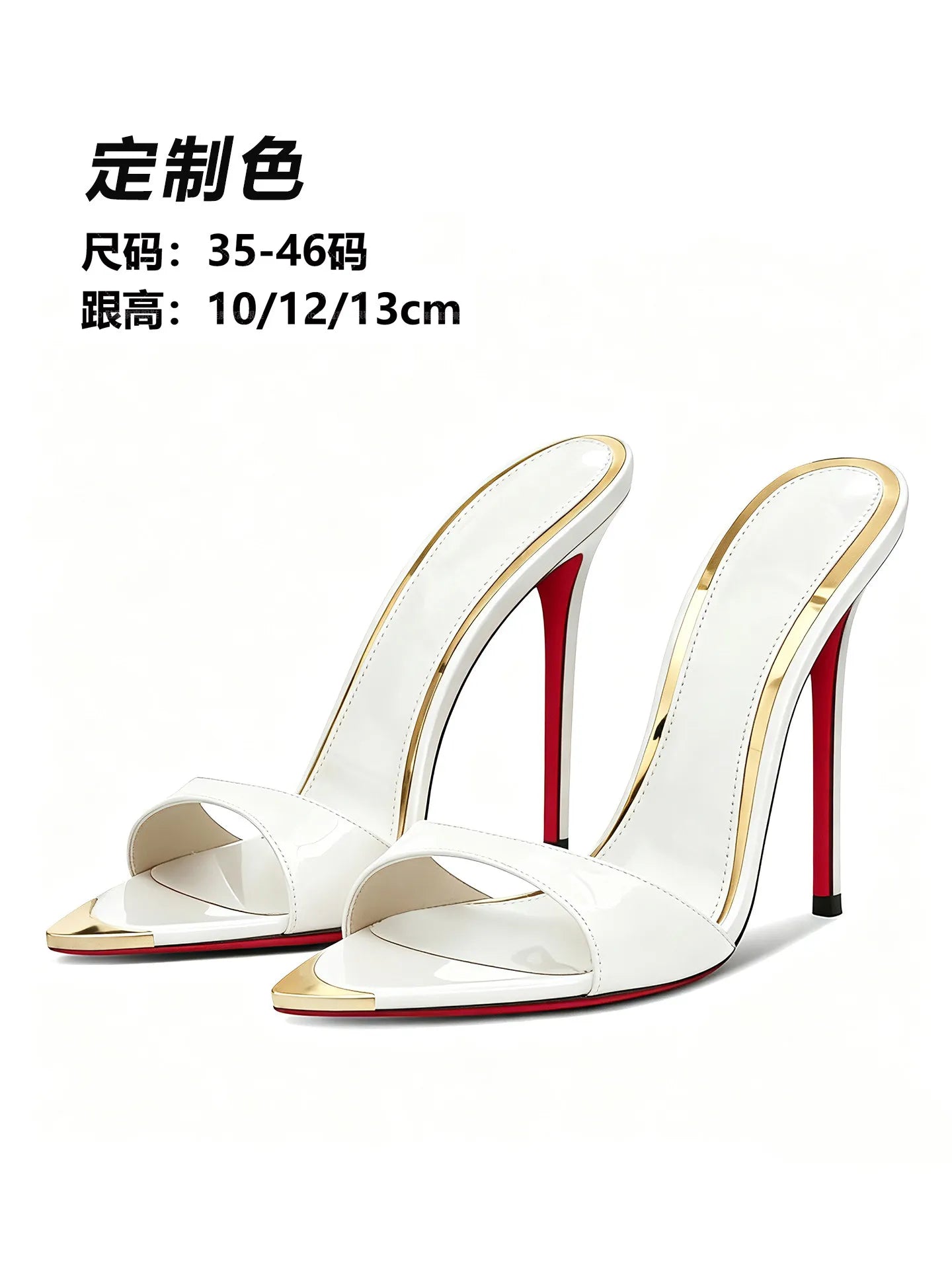 Customized metal pointed high-heeled cool slippers for summer,with a slim heel and elegant styleworn externally with a half drag