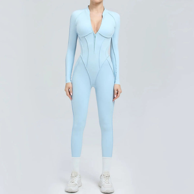 One Pieces Long Jumpsuits Sexy Womens Overalls Mono Streetwear Yellow Body Long Sleeves Woman Clothing Summer Gym Sportswear