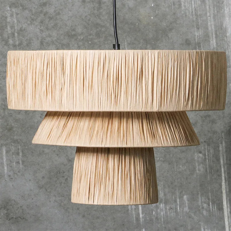 Golden Editions Designer Chandelier woven Rattan Straw Pendant Lights large Rattan lighting suspension wabi sabi Restaurant lamp