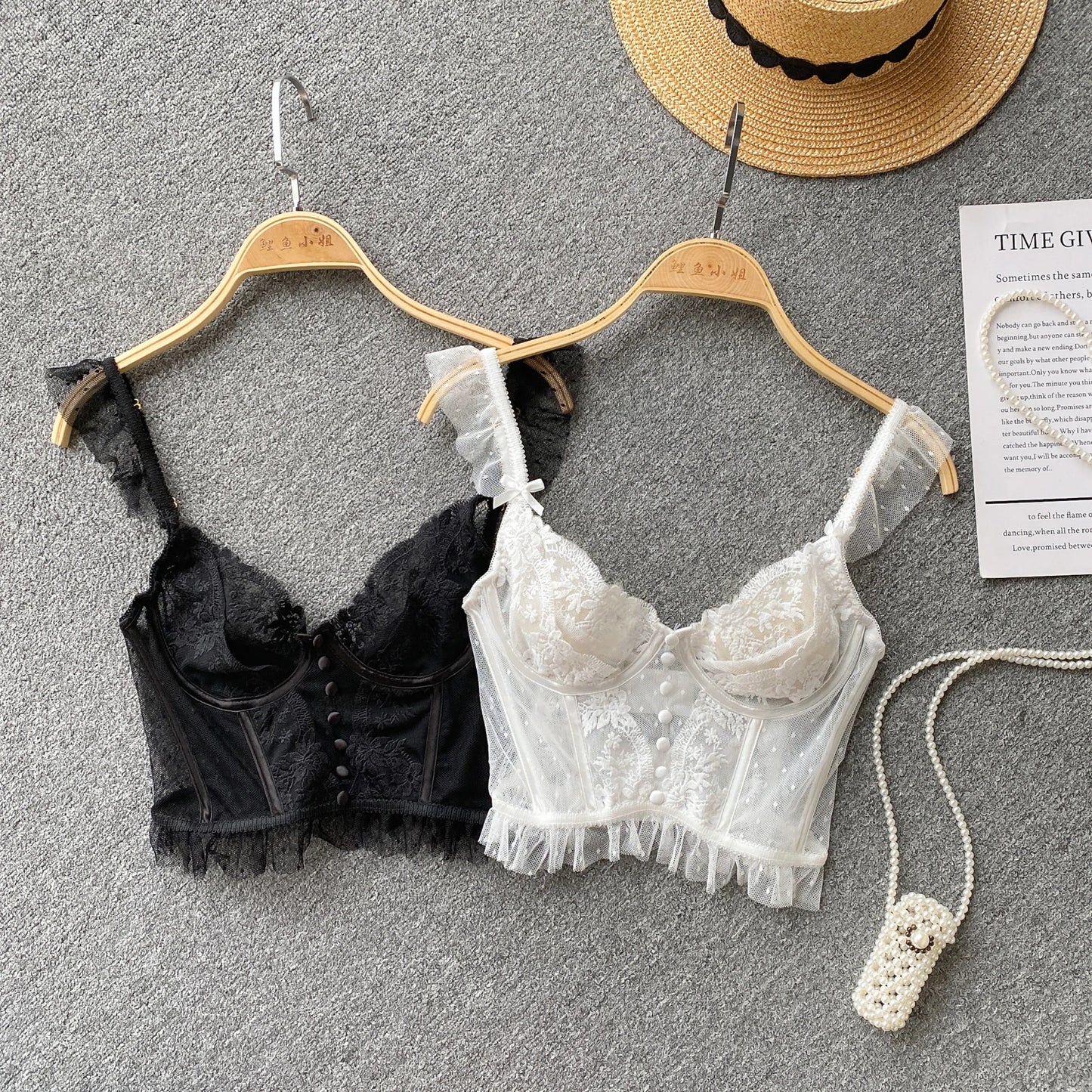 French Chic Sexy Woman Sleeveless Skinny Backless Female Corset Camis Lace Sheer Spaghetti Strap Hotsweet Tank Tops Dropshipping