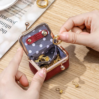 Women Wallets Small Genuine Leather Jewelry Bag Mini Headphone Bag Ring Necklace Earring Accessory Box Storage Bag Coin Purse
