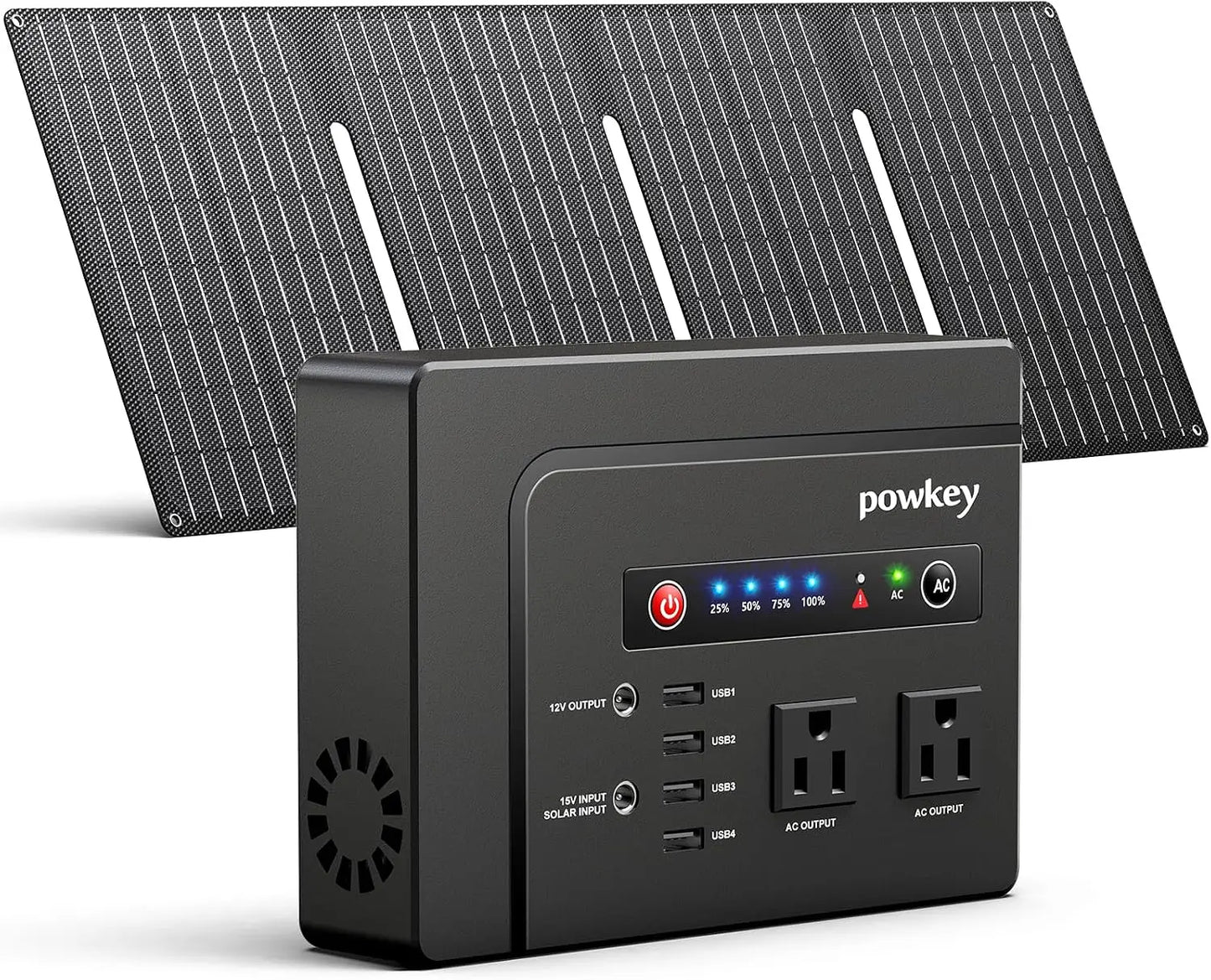 Solar Powered Generator, 200W Portable Power Station with Solar Panels 40W, 146Wh Power Bank with 2 AC Outlet 110V Pure Sine