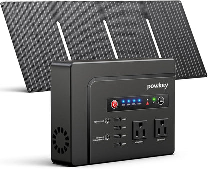 Solar Powered Generator, 200W Portable Power Station with Solar Panels 40W, 146Wh Power Bank with 2 AC Outlet 110V Pure Sine