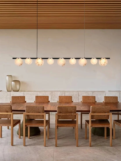 2026 Natural Marble Pieces LED Chandelier Lustre Alabaster Pendant Light Suspension Luminaire Lampen For Foyer Dinning Room