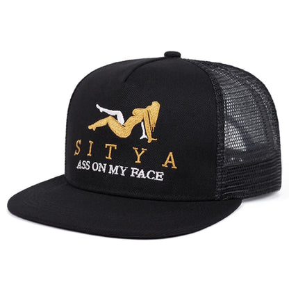2025 Personalized New Flat Edge Hat letters Creative Embroidered Street HipHop Hat Outdoor Leisure Sunshade Baseball Hat Net Hat