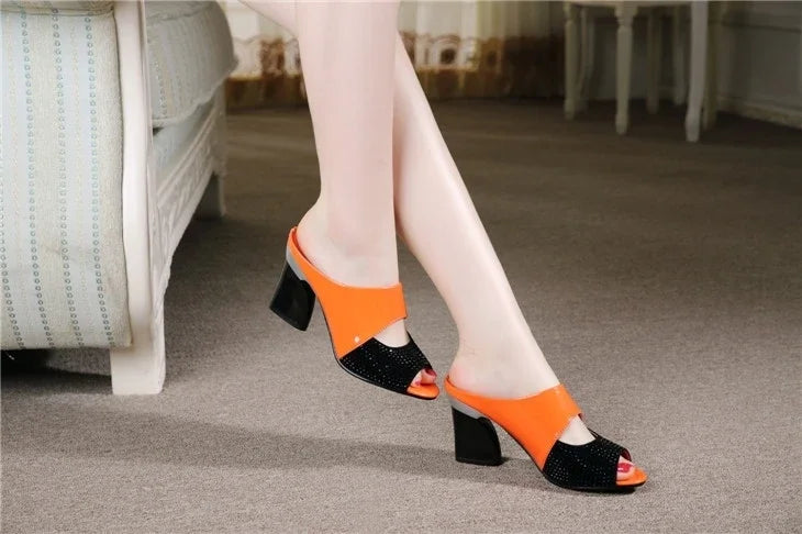Women's Slippers And Ladies Sandals High Up To 5cm Heel Slides Rubber On Sale Wholesale Natural Skin Luxury New Fashion Shoes 39