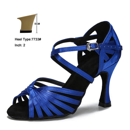 High Quality Silk Satin Women's Dance Shoes Latex Soft Soled Tango Latin Salsa Dance Shoes Professional Ballroom Party Shoes