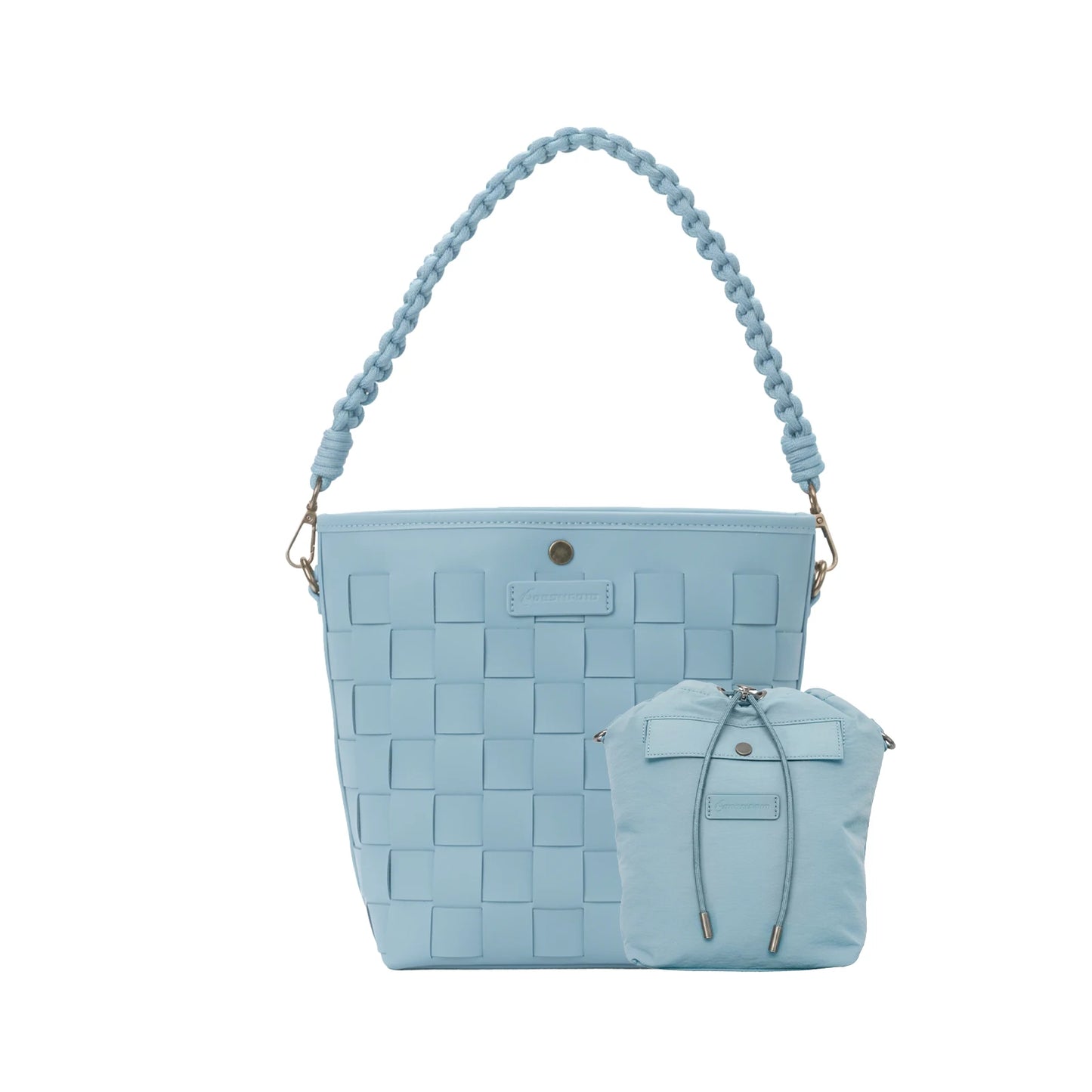 Besnfoto Camera Bag Stylish Woven Leather Shoulder Bucket Bag with Detachable Drawstring Pouch Removable Strap Vintage Crossbody Handbag Case for DSLR Mirrorless Camera Lens Sony Canon Nikon Women