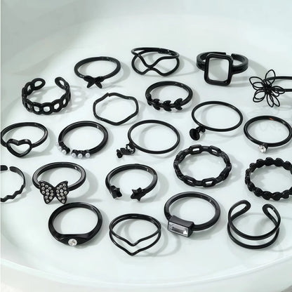 12/24/36/48/100Pieces Fashion Hollow Rings Set For Women Mix Style Trendy Butterfly Flowers Snake Daily Jewelry Party Gifts