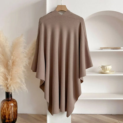 Women Poncho Winter Warm Solid Color Shawl Double Sided Designer Blanket Luxury Scarf Female Cloak Cashmere Pashmina Cape Stole