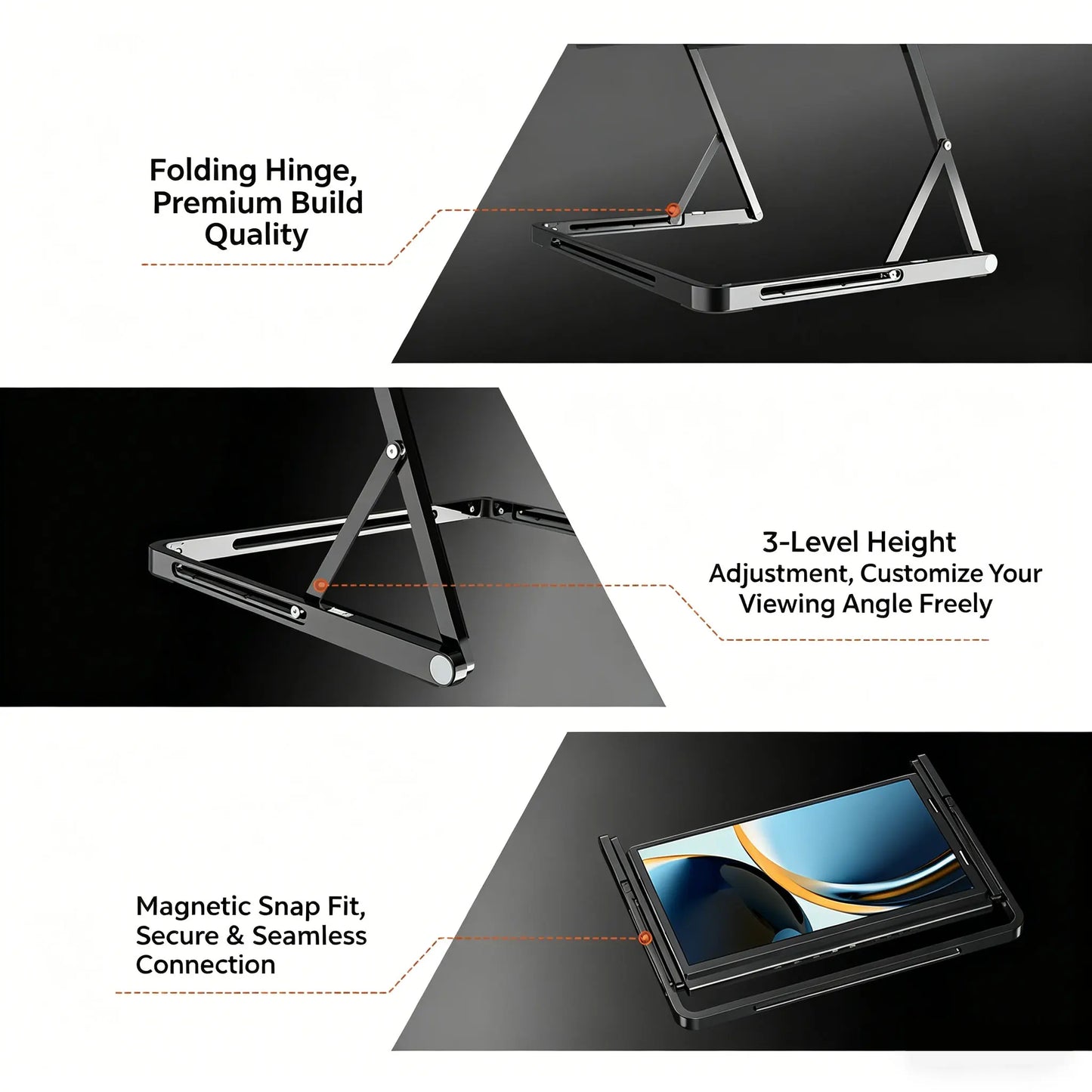 Sibolan 14" Tripe Laptop Screen Extender 60Hz 100% sRGB Metal Body HDMI USB-C Plug Three Screen Portable Monitor For mac OS Win